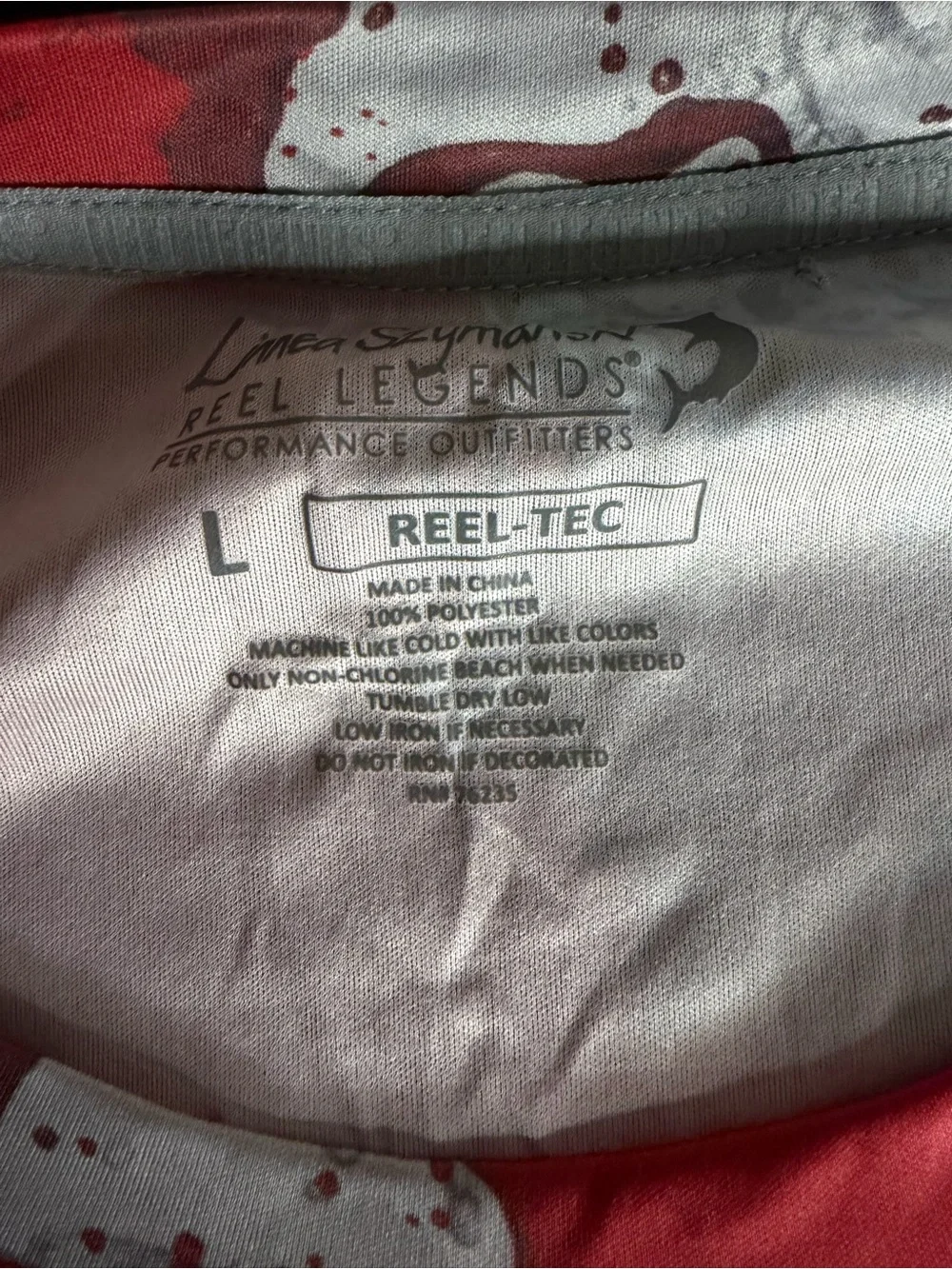 Reel Legends Red and White Camouflage Performance Top